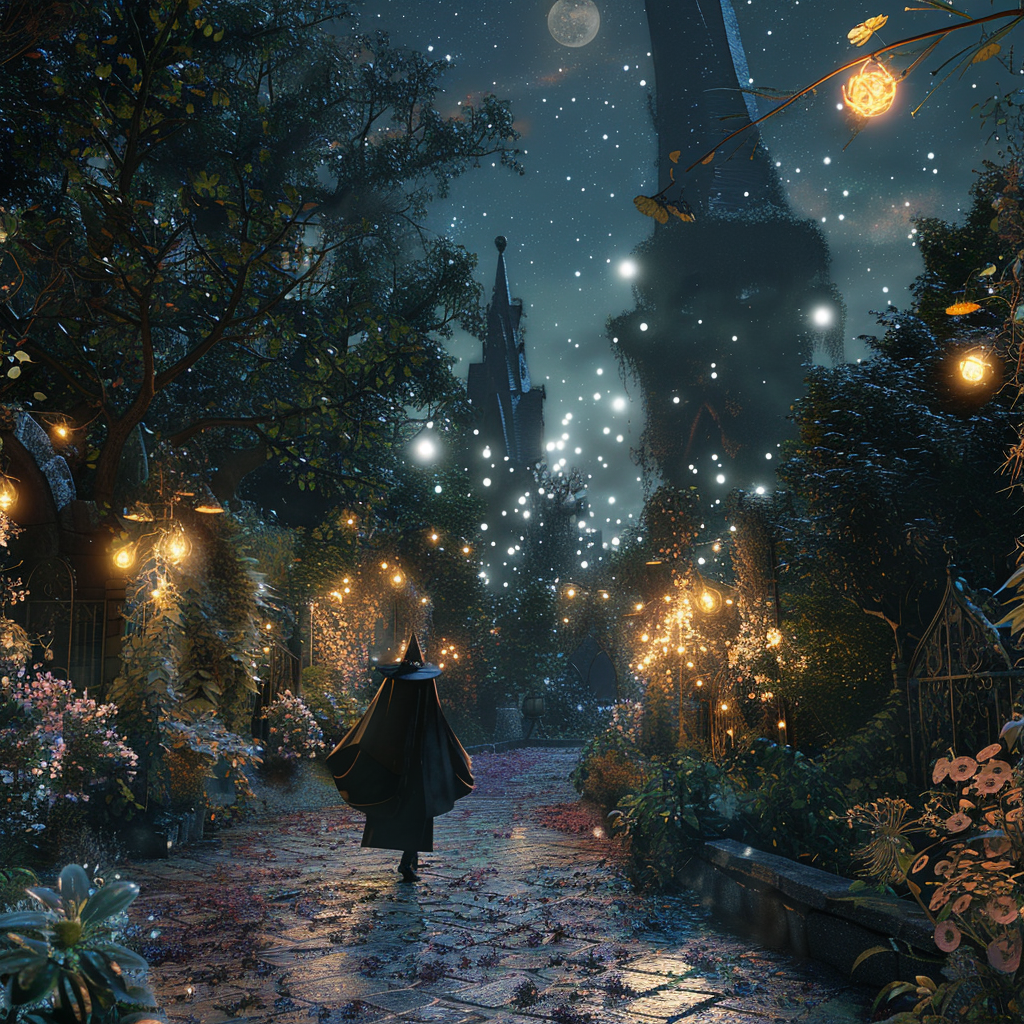 buylifemall A magical wizards garden at night illuminated by bcc0942f 708b 4d42 9a5c c8f2dc7578f1 0